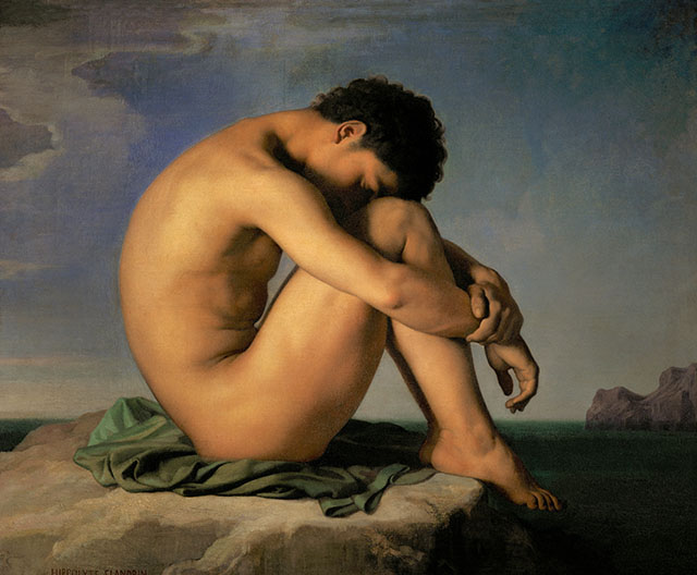 Jeune Homme nu assis au bord de la mer