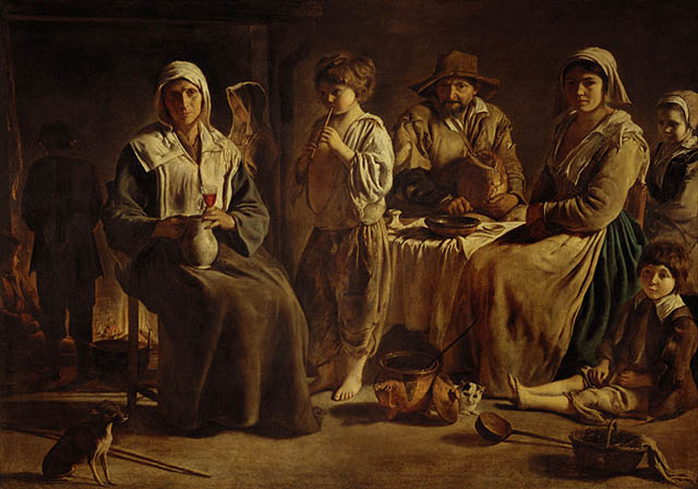 Famille de paysans dans un intérieur