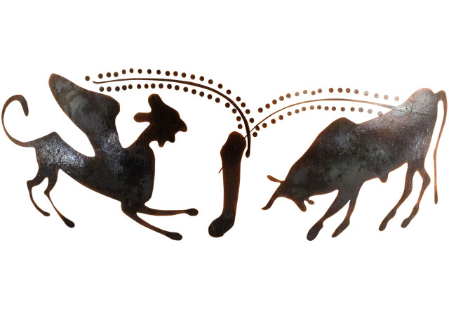 Combat du sphinx avec un taureau