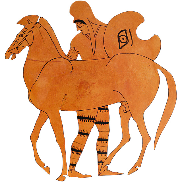 Le guerrier scythe avec un cheval