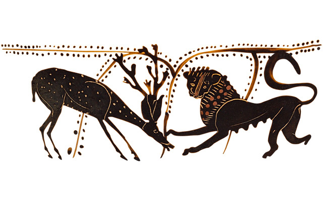 Un cerf attaqué par un lion